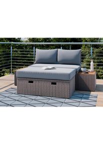 Ambia Garden Loungegarnitur , Braun, Grau, Akaziefarben , Holz, Metall, Kunststoff, Textil , Akazie , massiv , F&uuml;llung: Polyester,Polyester , einzeln stellbar , 113x72x62.5 cm , Gartenm&ouml;bel, Loungem&ouml;bel, Gartenlounge-Sets