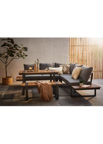 Ambia Garden Dining-Loungeset , Anthrazit, Dunkelgrau, Teakfarben , Metall, Kunststoff, Textil , F&uuml;llung: Polyester,Schaumstoff , einzeln stellbar , 240x240 cm , UV-best&auml;ndig , Gartenm&ouml;bel, Gartengarnituren, Gartenm&ouml;bel-Sets