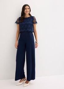 Jumpsuit aus softem Scuba mit Spitze in blau, Gr&ouml;sse 48, bonprix