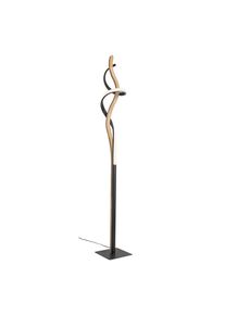 Waldwelt Led-Stehleuchte , Schwarz , Holz, Metall , Eiche , massiv , 20x150x20 cm , Lampen & Leuchten, Innenbeleuchtung, Stehlampen, Stehlampen dimmbar