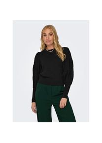 Only, Unisex, Only Rundhalspullover &raquo;ONLMELITA L/S O-NECK PULLOVER KNT NOOS&laquo;, schwarz, S (36), Pullover mit detailreichen &Auml;rmeln von Only