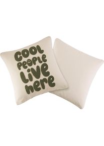 Homsy By Ana Johnson, homsy by Ana Johnson Dekokissen &raquo;Ploufy&laquo; 100 % Baumwolle, edle 3D Stickerei, zweiseitiges Design, ohne F&uuml;llung, creme, gr&uuml;n, 