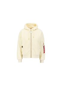 Alpha Industries, Unisex, Bomberjacke &raquo;MA-1 OS Hooded Teddy W&laquo;, sanftes wei&szlig;, L, 2 Innentaschen