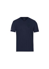 TRIGEMA, Herren, T-Shirt &raquo;TRIGEMA V-Shirt COOLMAX &laquo; 1 Stk., navy, S, Reflektierende TRIGEMA-Schwinge auf der Brust