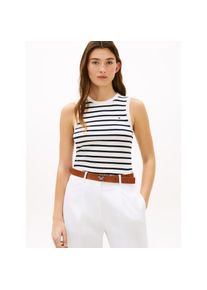 Tommy Hilfiger, Unisex, Funktionstop &raquo;SLIM CODY C-NK TANK TOP&laquo; mit gerippter Textur, Rundhals, breton stp ecru, schwarz night navy, L (42/44), Tanktop