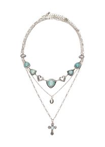 Bershka Kette Damen Gr&ouml;&szlig;e One Size smaragd / silber