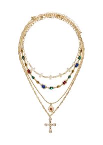 Bershka Kette Damen Gr&ouml;&szlig;e One Size blau / gold / gr&uuml;n / rot