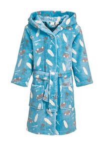 Playshoes Bademantel Jungen Gr&ouml;&szlig;e 110/116 t&uuml;rkis / dunkelorange / wei&szlig;