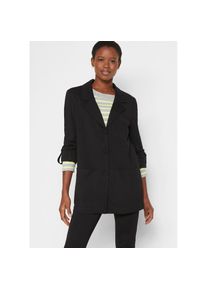 bonprix, Unisex, bonprix Sweatblazer 1 mit langem Arm, mit Reverskragen, Oversize Passform, aus Viskose, schwarz, 56/58 (XXXL), Mit langem Arm f&uuml;r 