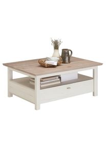 Hom&acute;in Hom`in Couchtisch , Grau, Weiss , Holzwerkstoff , 2 Schublade(n) Schubladen , rechteckig , eckig , 80x45x110 cm , Stauraum, offenes Fach , Wohnzimmer, Wohnzimmertische, Couchtische, Couchtische eckig