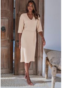 Lascana Witt Damen Strickkleid, sand-melange, Gr&ouml;&szlig;e 32/34, 56% Polyester, 56% Polyester, 3% Elasthan