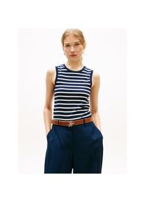 Tommy Hilfiger, Unisex, Funktionstop &raquo;SLIM CODY C-NK TANK TOP&laquo; mit gerippter Textur, Rundhals, breton stripe schwarz night, ecru, XS (34), Tanktop von