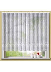 Stickereien Plauen, Gardine &raquo;Luisa&laquo; Kr&auml;uselband 1 Stk. tlg. veredelt mit echter Plauener Spitze Stickerei, wei&szlig;, Polyester