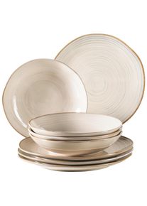 M&auml;ser M&auml;ser Tafelservice , Beige , Keramik , 8-teilig , handbemalt , Geschirr, Geschirr-Sets, Tafelservice