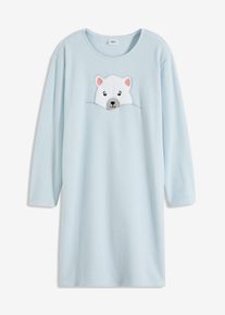 Loungewear Fleece Nachthemd mit Applikation in blau, Gr&ouml;sse 56/58 (3XL), bonprix