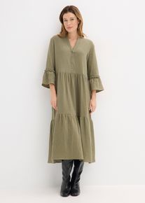 Midikleid aus weichem Musselin in gr&uuml;n, Gr&ouml;sse 40, 100% Baumwolle, bonprix