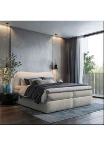 Chameo Boxbett , Beige , Textil , Kiefer , massiv , H3 , 180x200 cm , Bettkasten, Matratze, gepolstertes Kopfteil, Stoffauswahl, Topper durchgehend, In verschiedenen Gr&ouml;ssen erh&auml;ltlich , Schlafzimmer, Betten, Doppelbetten