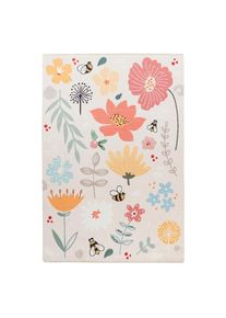 Kinderteppich , Mehrfarbig , Textil , Blume , rechteckig , 115x170 cm , Oeko-Tex&reg; Standard 100 , waschbar, rutschfeste Unterfl&auml;che , Teppiche & B&ouml;den, Teppiche, Kinderteppiche