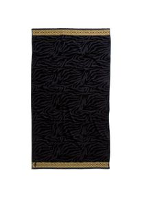 Seahorse, Strandtuch &raquo;Masai&laquo; 100x180, f&uuml;r Sauna und Pool, mit Muster Bord&uuml;re, schwarz, Jacquard-Velours, Baumwolle, 1 Stk.