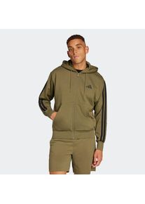 adidas Sportswear, Herren, adidas Sportswear Sweatjacke &raquo;ESSENTIALS 3-STREIFEN&laquo; f&uuml;r Laufen und Sportmode, mit Reissverschluss, olive strata, schwarz, 