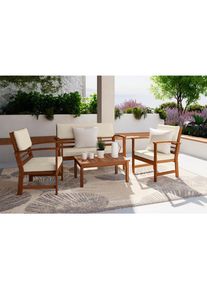 Ambia Garden Loungegarnitur , Taupe , Holz, Wellpappe , Akazie , vollmassiv , 80x50x33 cm , Gartenm&ouml;bel, Loungem&ouml;bel, Gartenlounge-Sets