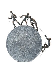 Casablanca By Gilde, Casablanca by Gilde Dekofigur &raquo;Skulptur Lifting&laquo; Dekoobjekt, H&ouml;he 36 cm, mit Spruchanh&auml;nger, Wohnzimmer, bronzefarben, Polyresin,