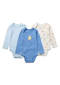 Tchibo - 3 Baby-Bodys mit Mitwachsfunktion - Baby - Gr. 50/56 - blau/print