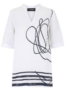 Doris Streich - Long-Bluse mit 3/4-Arm, weiss, Gr. 48, Leinen