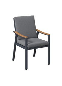 Ambia Garden Gartenstuhl , Naturfarben, Dunkelgrau , Holz, Metall, Textil , Eukalyptusholz,Eukalyptusholz , vollmassiv,vollmassiv , F&uuml;llung: Schaumstoff, Polyester , eckig , 56x91x69 cm , wetterfest, wetterbest&auml;ndig, Bezug abnehmbar , Gartenm&ouml;bel, Gartenst&uuml;hle, Gartensessel