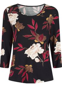 Damen Print-Shirt mit floralem Muster dunkelrot-ocker-bedruckt