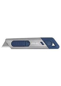 PHC Sicherheitsmesser Metti&trade; MD, f&uuml;r Links-/Rechtsh&auml;nder, Auto-Klingenr&uuml;ckzug, 2 w&auml;hlbare Schnitttiefen, metalldetektierbar, Umh&auml;nge&ouml;se, blau-silber