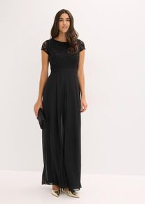 Overall mit Spitze und Chiffon-Einsatz in schwarz, Gr&ouml;sse 50, bonprix