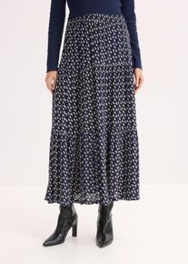 Maxi-Stufenrock aus strukturierter Viskose in blau, Gr&ouml;sse 52, bonprix