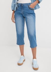 Capri Slim Fit Jeans Mid Waist in blau, Gr&ouml;sse 56, 98% Baumwolle, bonprix