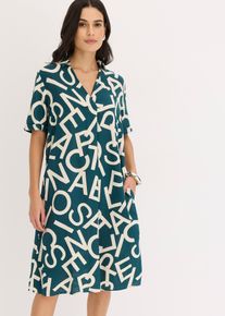 Kleid aus flie&szlig;ender Viskose in petrol, Gr&ouml;sse 36, bonprix