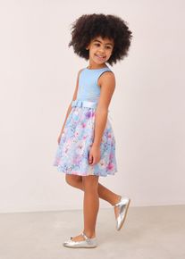 Ausgestelltes Kleid in blau, Gr&ouml;sse 134, 100% Baumwolle, bonprix