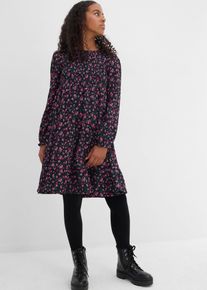 Jerseykleid aus strukturiertem Crinkle in schwarz, Gr&ouml;sse 164/170, bonprix