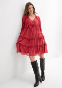 Tunika-Kleid aus strukturiertem Chiffon in rot, Gr&ouml;sse 48, bonprix