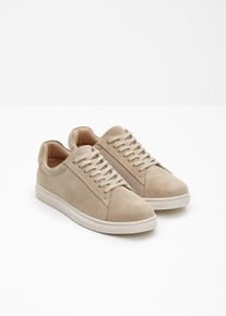 Sneaker aus Veloursleder in beige, Gr&ouml;sse 44, bonprix