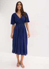 Cocktailkleid mit Spitzen-Applikation in blau, Gr&ouml;sse 42, bonprix