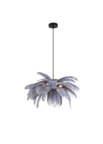 Novel H&auml;ngeleuchte , Grau, Schwarz , Metall, Textil , Federn , Blatt , 120 cm , RoHS, CE , Lampen & Leuchten, Innenbeleuchtung, H&auml;ngelampen, Pendelleuchten