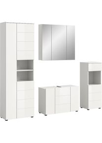 Welltime, Welltime Badm&ouml;bel-Set &raquo;Biel, H&ouml;he 190 cm, Hochschrank, Unterschrank, Spiegel, Standschrank&laquo; 4 Stk. tlg., wei&szlig; melamin, B/H/T: 210 cm cm x 