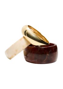 Bershka, Femmes Bracelet, &eacute;cru / marron / or