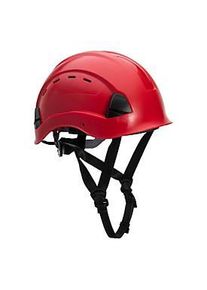 Portwest Bergsteiger-Helm Height Endurance, EN 1249, bel&uuml;ftet, verstellbares Kopfteil, ohne Schild, ABS und PC, rot