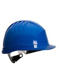 Portwest Industrieschutzhelm PS62 Expertline, bel&uuml;ftet, mit Schirm, Regenrinne, verstellbares Kopfteil, PEHD, royalblau