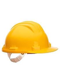 Portwest Arbeits-Sicherheitshelm PS61, unbel&uuml;ftet, mit Schirm, Regenrinne, verstellbares Kopfteil, PEHD, gelb