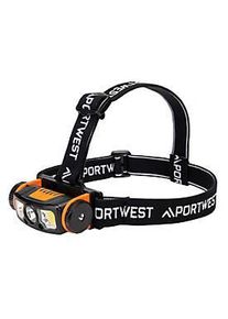 Portwest USB-Multifunktions-LED-Stirnlampe PA76, Helligkeit 200/230 lm, bis 90 m, bis 6,5 h, wiederaufladbar, IP54, orange-schwarz