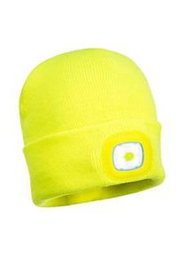 Portwest LED Beanie-M&uuml;tze B029, Helligkeit 150 lm, bis 15 m, bis 4 h, wiederaufladbar, USB, Strickst&auml;rke 9, Acrylstoff, gelb, 1 St&uuml;ck