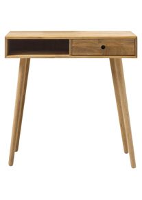 Konsolentisch , Eichefarben , Holz , Eiche , massiv , 1 Schublade(n) Schubladen , rechteckig , konisch , 80x80x35 cm , Wohnzimmer, Wohnzimmertische, Konsolentische