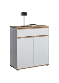 CARRYHOME Kommode , Weiss, Eiche Artisan , Holzwerkstoff , 1 F&auml;cher , 1 Schublade(n) Schubladen , 80x93x38 cm , Kleinm&ouml;bel, Kommoden, Kommoden